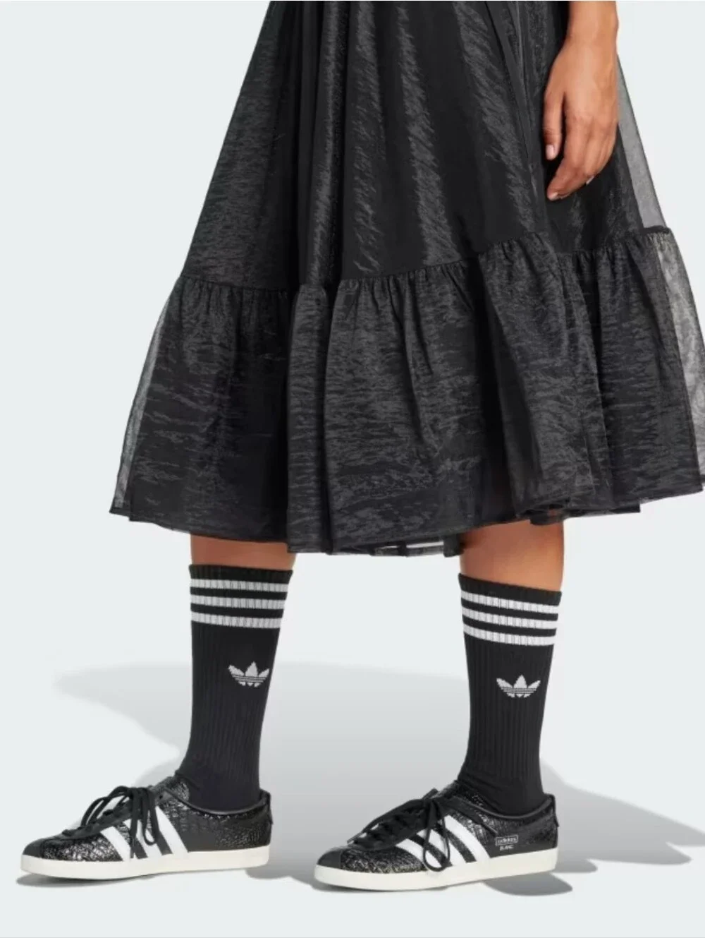NWT Adidas Originals Waistband Tulle Maxi Skirt | Black, XL - Picture 9 of 9